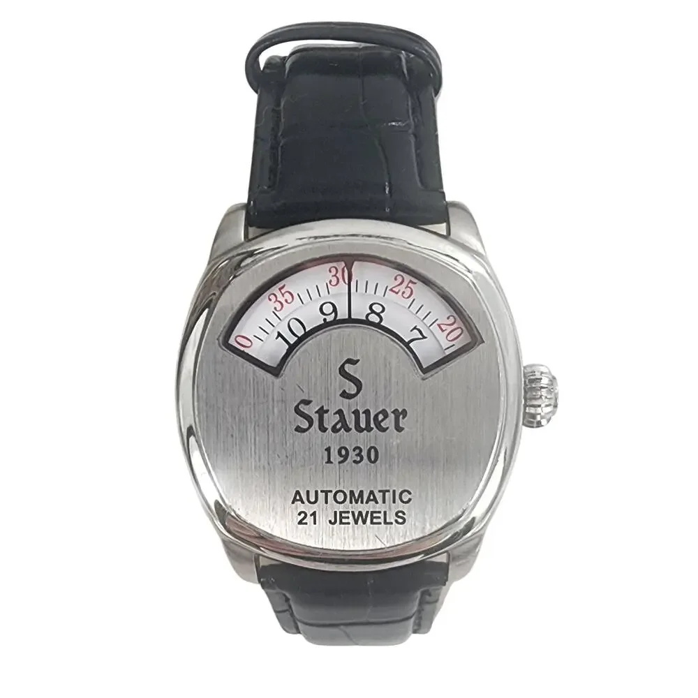 Stauer 1930 Automatic Men's Watch - Silver Dial, Black Strap